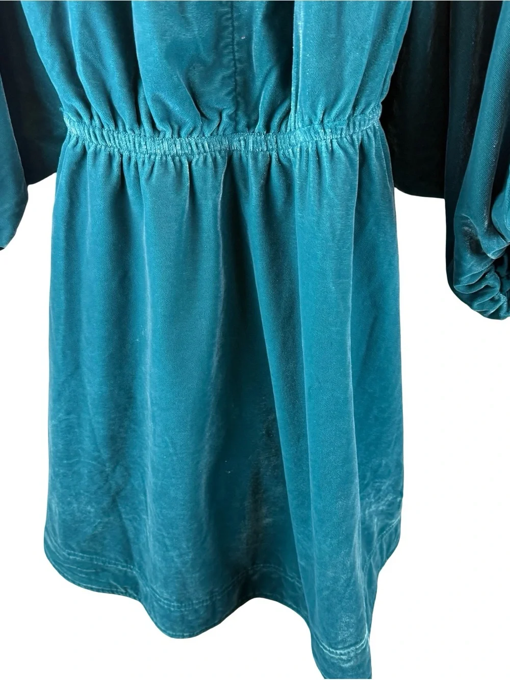 Free People Teal Velvet Babydoll Mini Dress Small